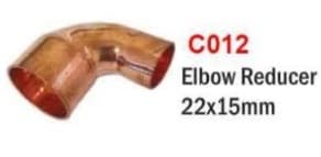 Copper Elbow 90deg Reducer 22x15mm