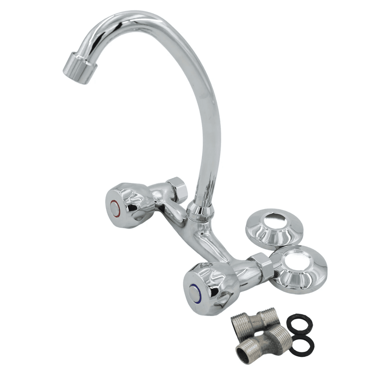 AIYI Chrome Wall-Mounted Kitchen Mixer Tap Round AY406-048