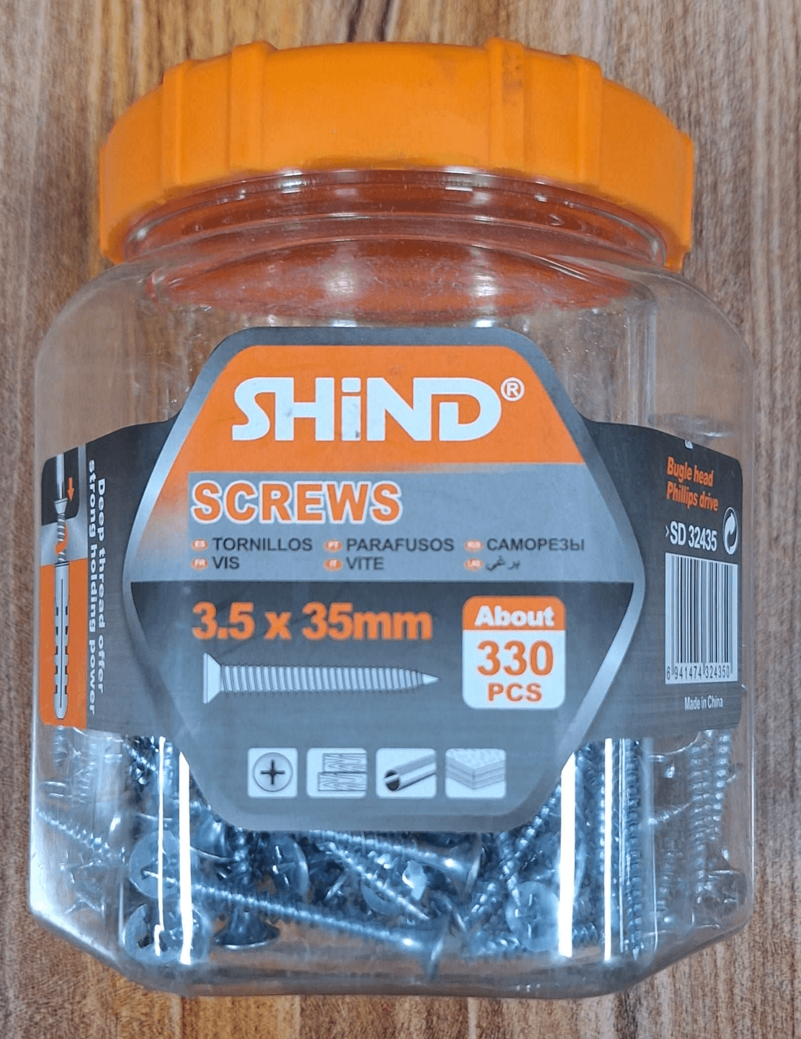 Shind Chip Board Screws Jar Silver 3.5mm