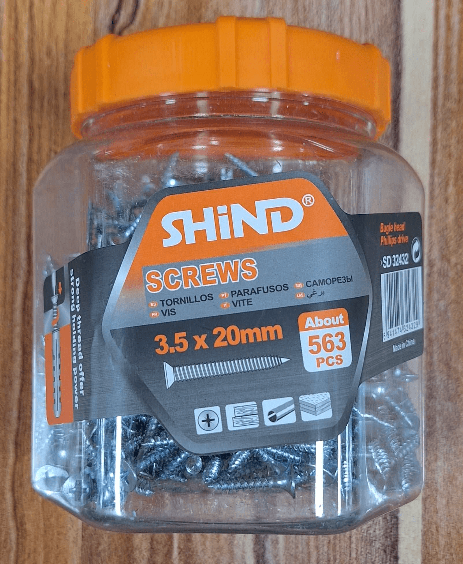 Shind Chip Board Screws Jar Silver 3.5mm