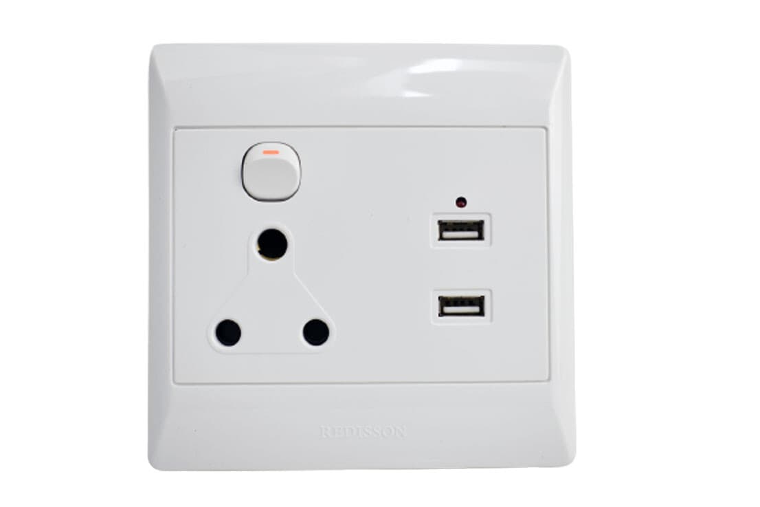 Redisson Wall Switch Socket Single 2USB