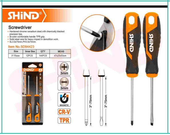 Shind 2 Pcs Set Screwdrivers 3"-75mm