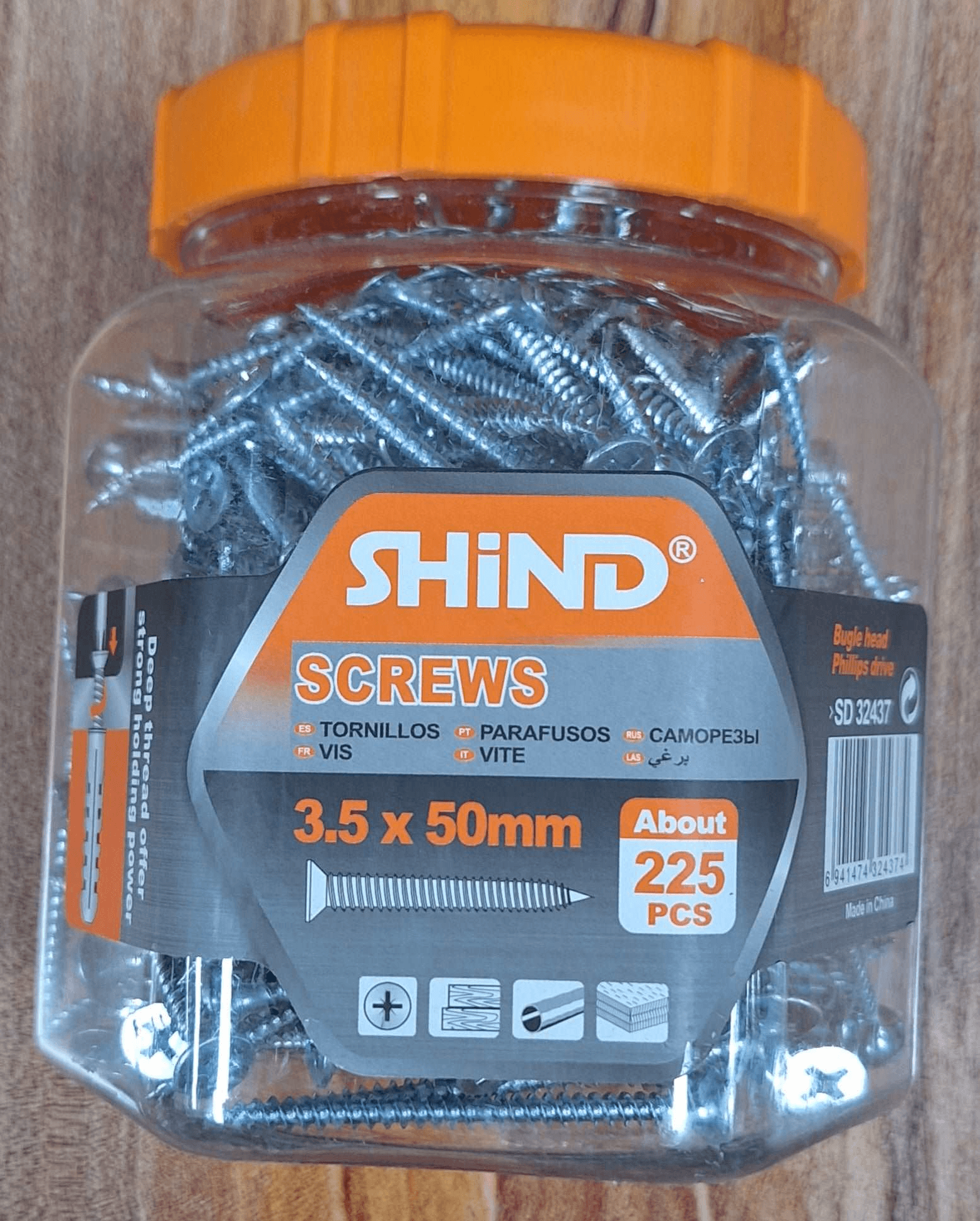 Shind Chip Board Screws Jar Silver 3.5mm