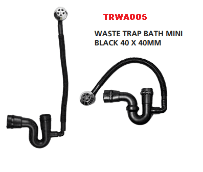 Bath Trap Combo Overflow Balck 40x40mm