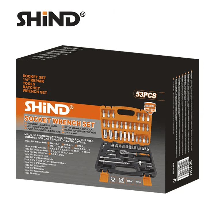 Shind-1/4" Drive 53 pcs Ratchet Wrench Socket Set