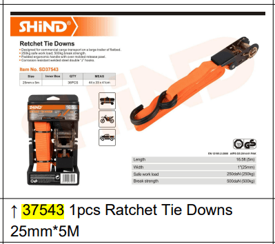Shind Ratchet Tie Down 25mmx5m