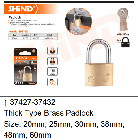 Shind-Thick Type Brass Padlock