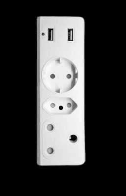 Redisson 3 Way Adopter 1x16A-New 1x16A-5A With 2x2.1A USB