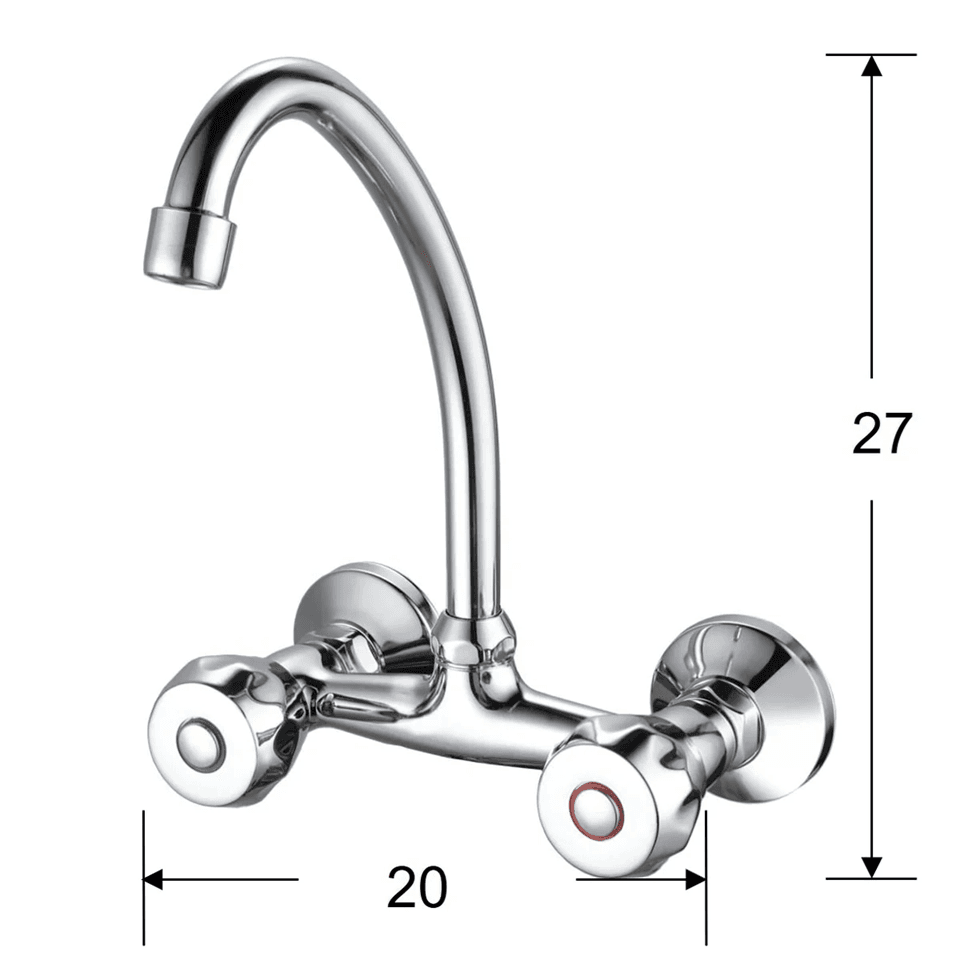 AIYI Chrome Wall-Mounted Kitchen Mixer Tap Round AY406-048