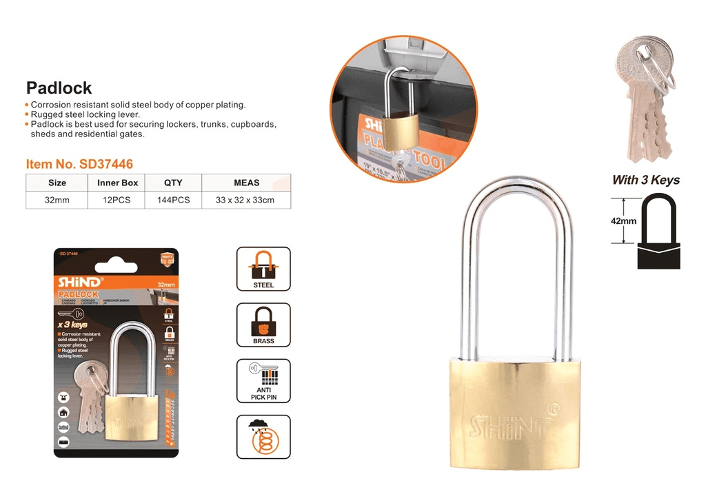 Shind -Long Beam Imitation Brass Padlock