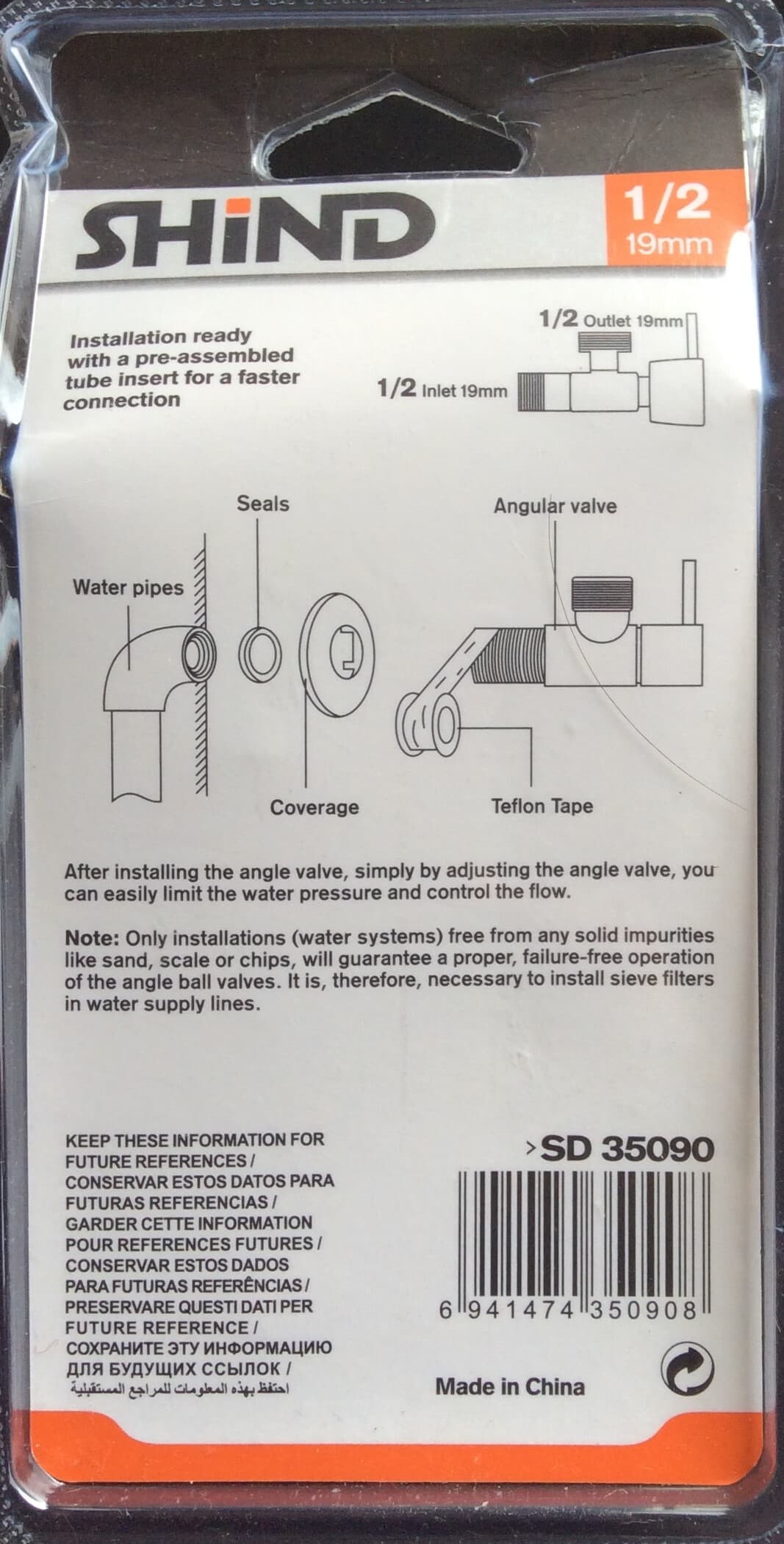 Shind Angle Valve 1/2 with Handle