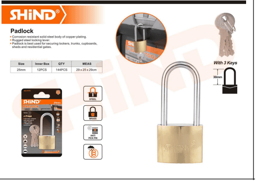 Shind -Long Beam Imitation Brass Padlock