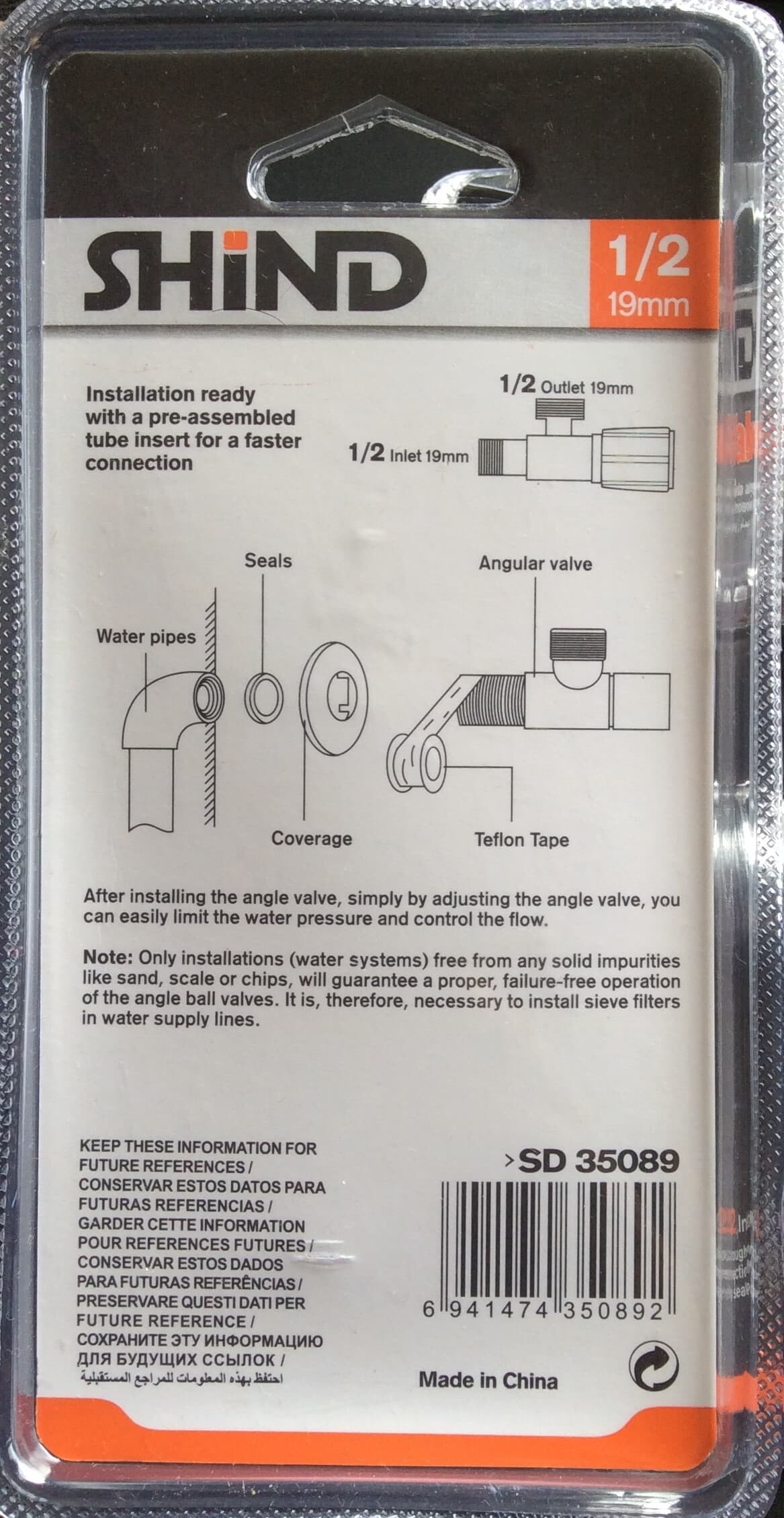 Shind Angle Valve 1/2 with Round