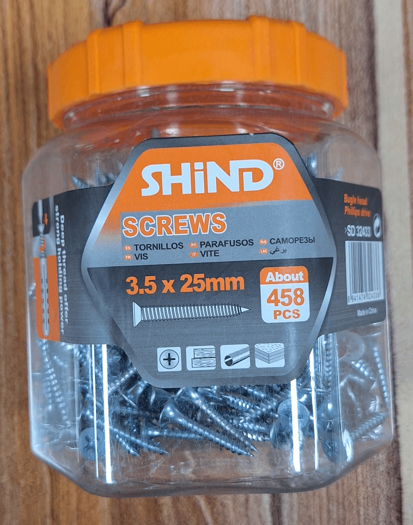 Shind Chip Board Screws Jar Silver 3.5mm