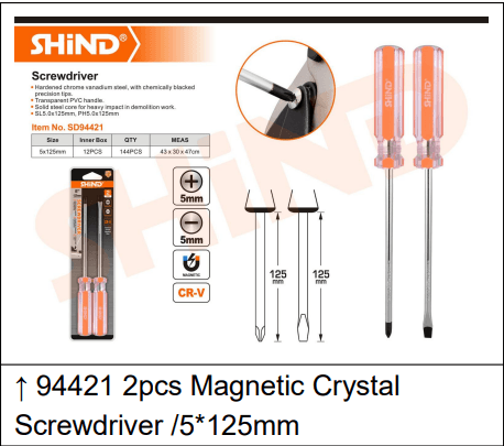 Shind 2 Pcs Magnetic Crystal Screwdriver Phillips/Slotted