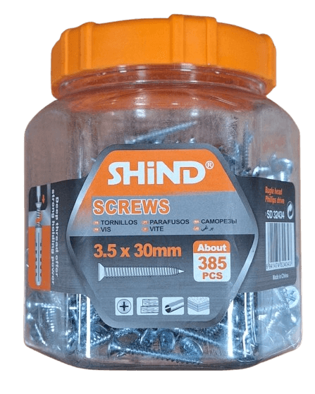 Shind Chip Board Screws Jar Silver 3.5mm
