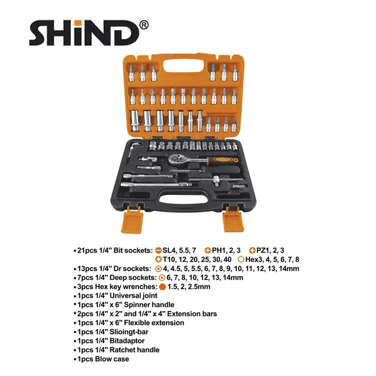 Shind-1/4" Drive 53 pcs Ratchet Wrench Socket Set
