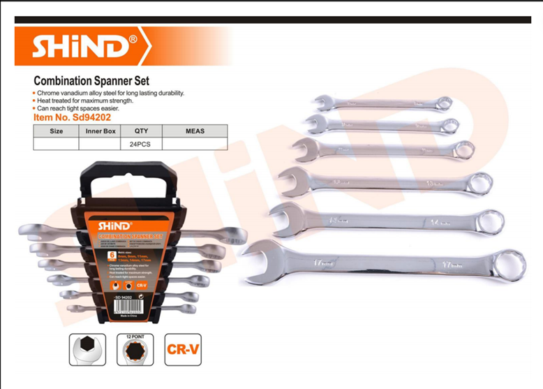 Shind-6 pcs Combination Spanner Set Combination Wrench Set