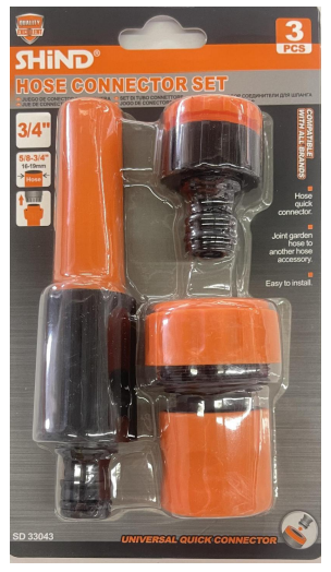 Shind Hose Connector Set 3 Pec 3/4" SD33043