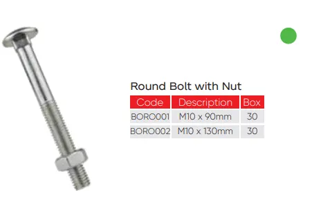 Round Bolt with Nut 10s Paket