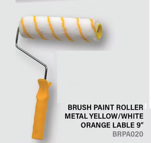 Orange Label Paint Roller Metal Yellow/White 9"